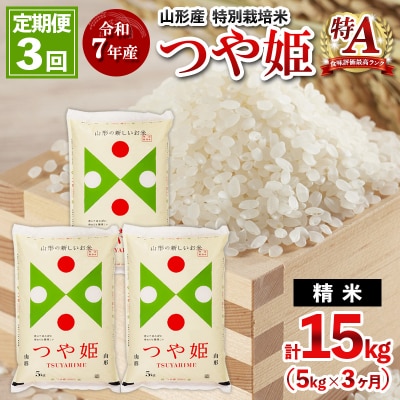 【定期便3回】令和7年産 山形産 特別栽培米 つや姫 5kg×3ヶ月(計15kg)FY25-486 