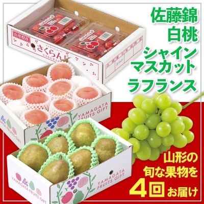 【定期便4回】☆フルーツ王国山形☆佐藤錦・白桃・シャイン・ラフランス 【令和8年産】FS25-675