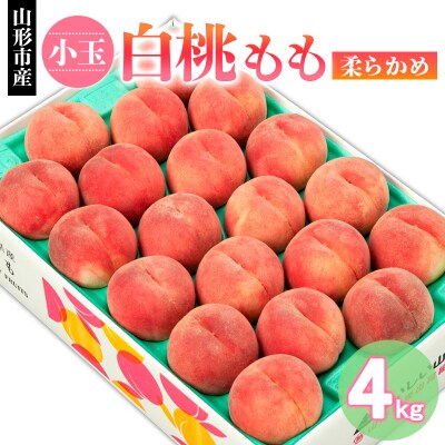 山形市産 小玉 白桃 もも 柔らかめ 4kg(18～22玉) 【令和8年産】FS24-751