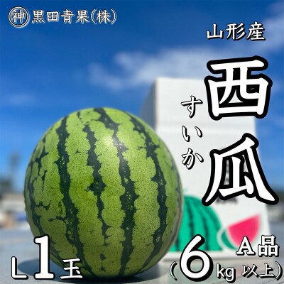 山形産 西瓜(すいか) L 1玉(6kg以上) 【令和8年産】FU23-060
