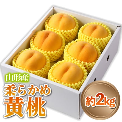 山形産 柔らかめ 「黄桃」 秀品 約2kg (5玉～8玉)【令和8年産】 FS24-082