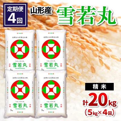  【定期便4回】山形産 雪若丸 精米 5kg×4回 FY26-259