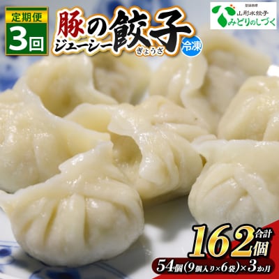 【定期便3回】豚のジューシー餃子 9個入り×6袋(54個)×3ヶ月(計162個) FY25-011
