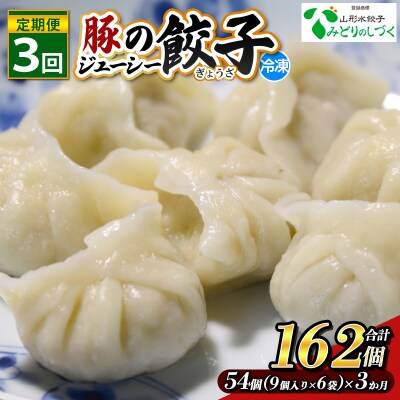 【定期便3回】豚のジューシー餃子 9個入り×6袋(54個)×3ヶ月(計162個) FZ26-739