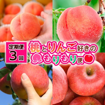 【定期便3回】桃とりんご好きのもりもり便　FS25-629