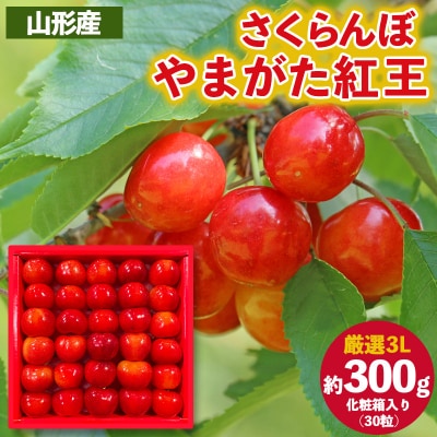 さくらんぼ ”やまがた紅王” 厳選 3L 30粒 化粧箱入り【令和8年産】FS25-056