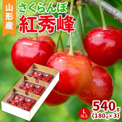 山形産 さくらんぼ(紅秀峰) L以上 540g(180g×3パック) 【令和8年産】FS25-041