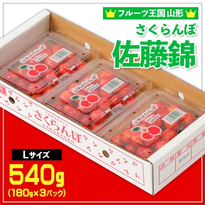 さくらんぼ 佐藤錦 Lサイズ 540g(180g×3P) 【令和8年産】FS25-006