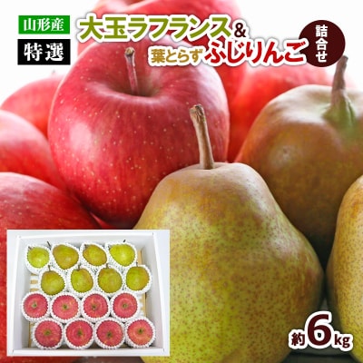 【特選】大玉ラフランス&葉とらずふじりんご詰合せ 約6kg FZ22-933