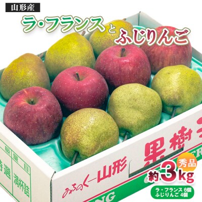 山形市産 ふじりんご・ラ・フランス 詰合せ 3kg FZ20-523