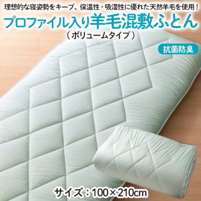 【日本の極み】プロファイル入り羊毛混敷ふとん(ボリュームタイプ)  FZ23-294