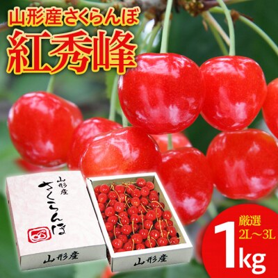 さくらんぼ 紅秀峰”希少な大粒”厳選 2L~3L 1kg1箱 【令和9年産先行予約】FS25-565