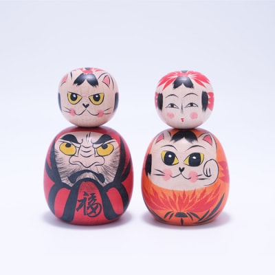 招き猫だるまこけし [梅木直美作]  FZ23-522