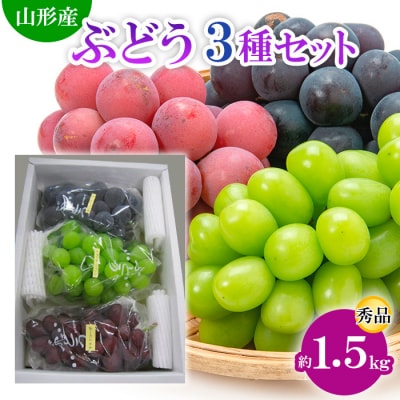 山形市産ぶどう 3種セット 秀 約1.5kg (9月発送) 【令和8年産先行予約】FS24-663