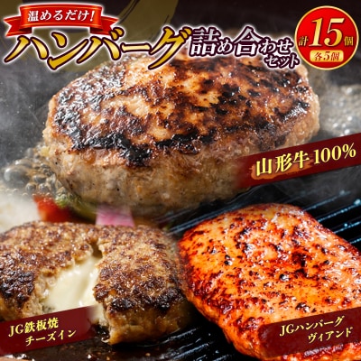 温めるだけ!ハンバーグ詰め合わせセット 15個  FZ26-768