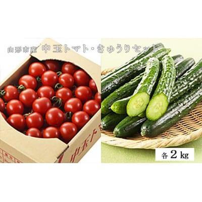 山形市産 中玉トマト2kg・きゅうり2kgセット  FZ19-192