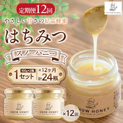 【定期12回】【やさしい甘さの結晶蜂蜜】はちみつ「スノーハニー」(100g×2瓶) FY26-100