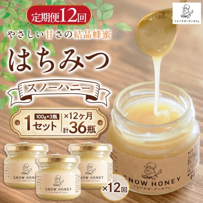 【定期12回】【やさしい甘さの結晶蜂蜜】はちみつ「スノーハニー」(100g×3瓶) FY26-105