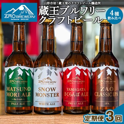 【定期便3回】【蔵王ブルワリー】クラフトビール4種飲み比べ 定期便(全3回) FY26-194