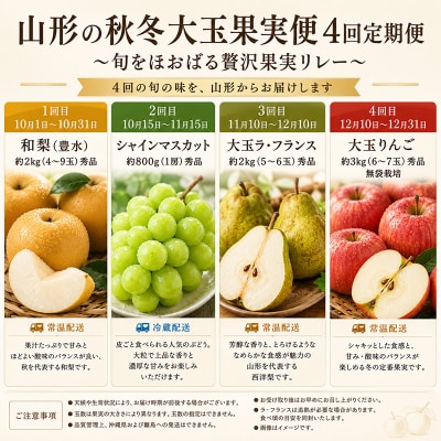 【定期便4回】山形の秋冬大玉果実便 ～旬をほおばる贅沢果実リレー～ FY26-226