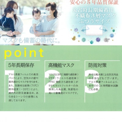 災害時長期備蓄用　不織布3層マスク 12枚入　3袋