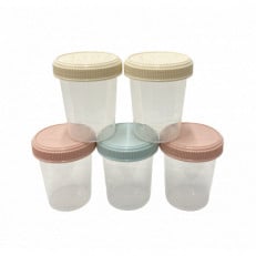 プラスチック 広口小分けボトル スクリューキャップ5個 グレージュ系詰め合わせ 120ml 目盛付き