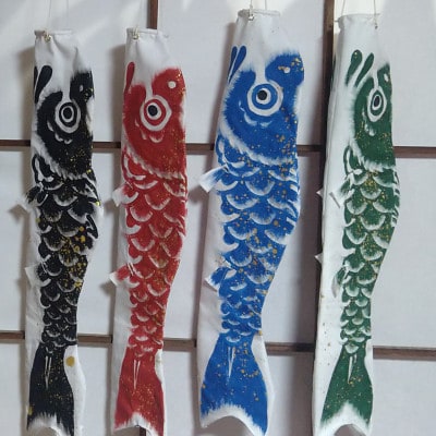 手描き鯉のぼり　50cm　青