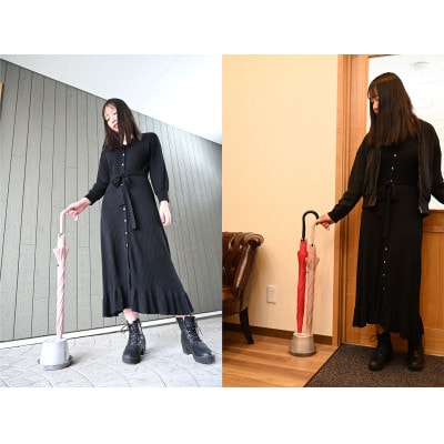 アルミ製傘立て シンプル・コンパクト 倒れにくいデザイン (ロゴ無し)受け皿ネイビー