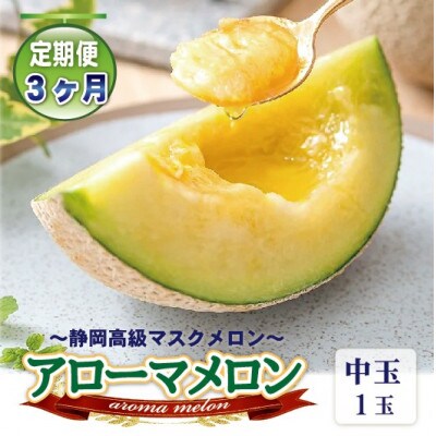 【毎月定期便】アローマメロン 白等級(中玉) 1玉入　全3回