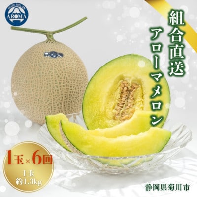 【毎月定期便】【組合直送】【高級マスクメロン】アローマメロン1玉(約1.3kg)静岡県菊川市　全6回