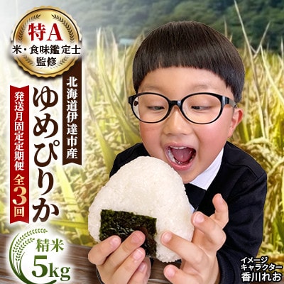【発送月固定定期便】【10月下旬より発送予定】北海道伊達市産 ゆめぴりか 精米 5kg全3回
