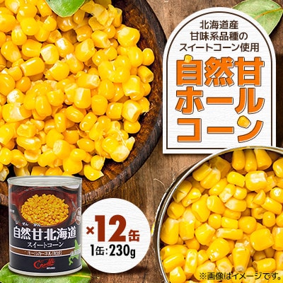 【北海道の契約農家で栽培】自然甘 ホールコーン　230g×12缶　とうもろこし