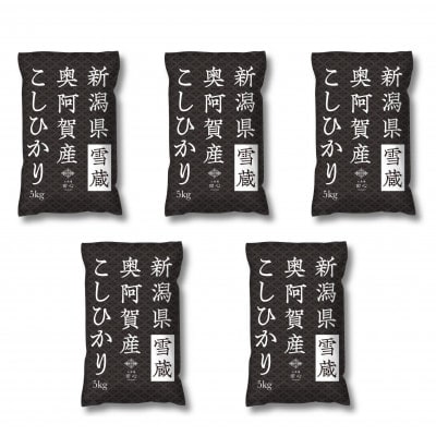 【発送月固定定期便】新潟県奥阿賀産こしひかり 精米25kg全3回