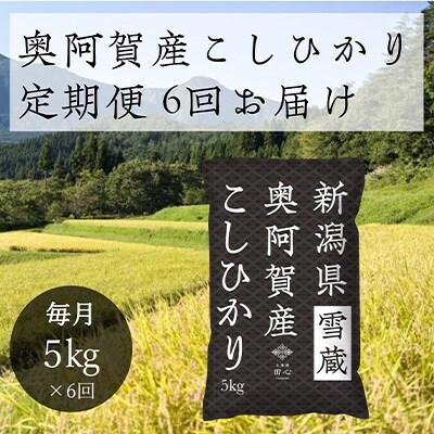 2022年2月発送開始『定期便』新潟県奥阿賀産こしひかり5kg精米毎月お届け全6回