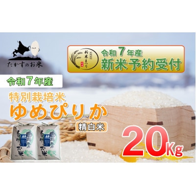 令和7年産新米予約 たかすのお米 特別栽培米 ゆめぴりか 精白米 20kg(10kg×2)