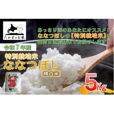 【令和7年産新米予約】たかすのお米 「特別栽培米 ななつぼし」5kg(精白米)