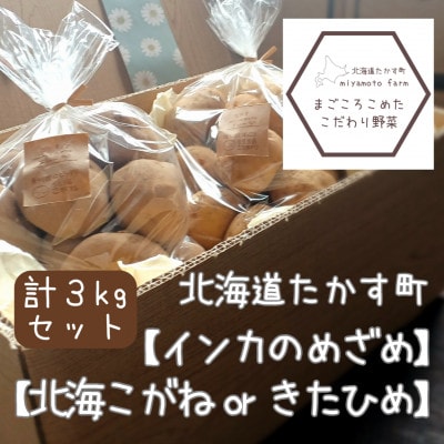 じゃがいも食べ比べ3キロセット!北海道鷹栖町よりお届け♪採れたてを畑から直送! SA208