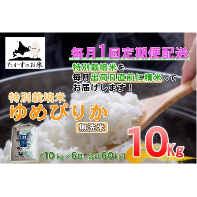 【毎月定期便】たかすのお米「特別栽培米 ゆめぴりか」10kg(無洗米)全6回