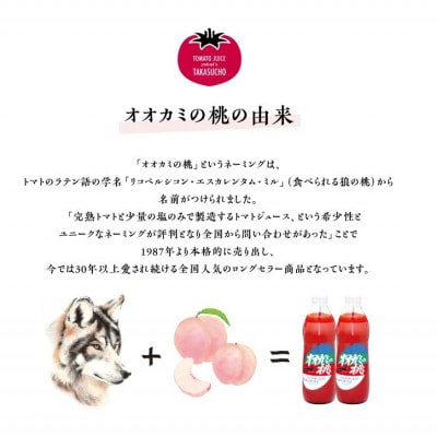 【令和7年産】【無塩】国産トマトジュース「オオカミの桃」3本セット 北海道鷹栖町産完熟トマト100%