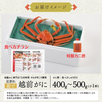 【1～3月に発送】蟹料理店の訳あり「茹で越前がにズワイガニ」ミニ1杯(400～500g、姿で発送)