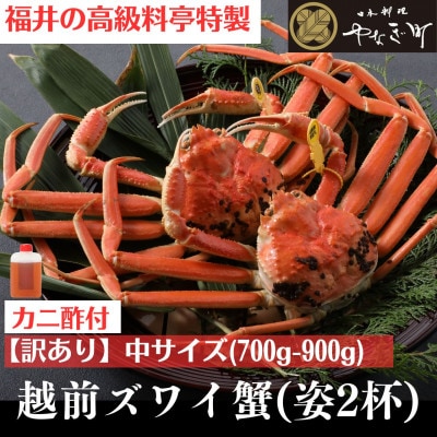 【11～12月発送】【2杯セット】蟹料理店の訳あり茹で越前がにズワイガニ 中700～900g足折