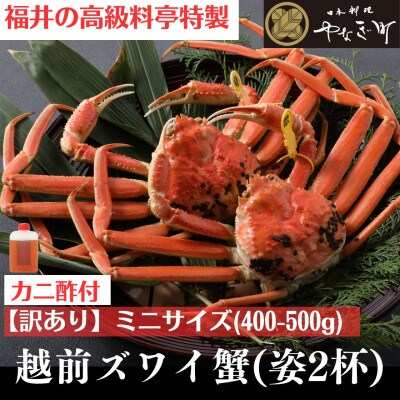 【1～3月発送】【2杯セット】蟹料理店の訳あり茹で越前がにズワイガニ ミニ400～500g足折