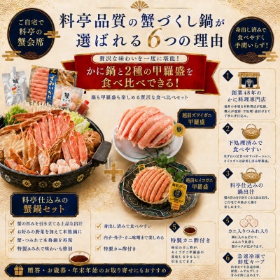 【料亭のカニ鍋・カニ甲羅盛・出汁付】老舗カニ料理専門店「蟹づくし鍋豪華6点セット(極上)」4～5人前
