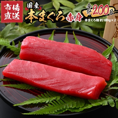 【市場直送】高鮮度急速冷凍 国産本まぐろ 赤身 約100g(柵)×2P