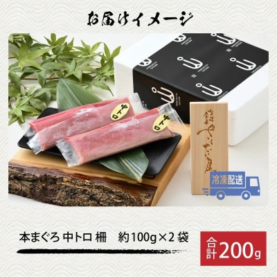 【市場直送】高鮮度急速冷凍 国産本まぐろ 中トロ 約100g(柵)×2P