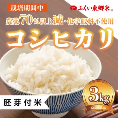 令和6年産 ふくい東郷米 特別栽培米農薬70%減コシヒカリ 胚芽付　3kg(3kg×1袋)【真空袋】