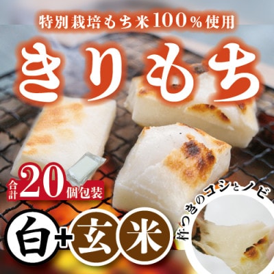 特別栽培タンチョウモチ米使用　白切りもちと玄米きりもち　合計20個
