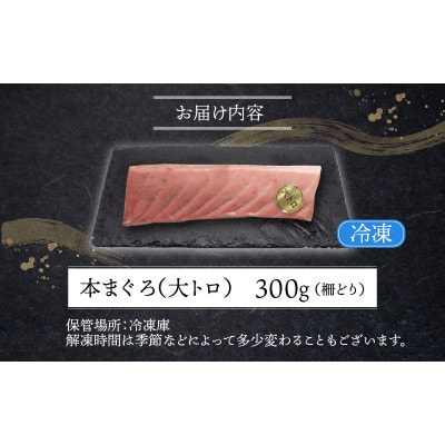 【最新鋭の冷凍技術 刺身用】本まぐろ 大トロ 300g(柵どり)