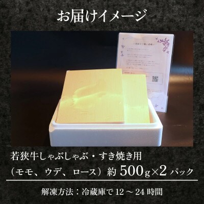 若狭牛【A4～A5ランク】しゃぶしゃぶ・すき焼き用(モモ、ウデ、ロース) 約1kg