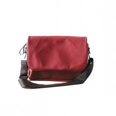 CURRENT - SHOULDERBAG 牛革 ショルダーバッグ 国産 帆布 キャンバス ワイン